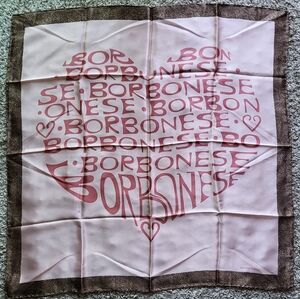 Borbonese Pink and Brown Scarf 100% Silk 34 in Made In Italy